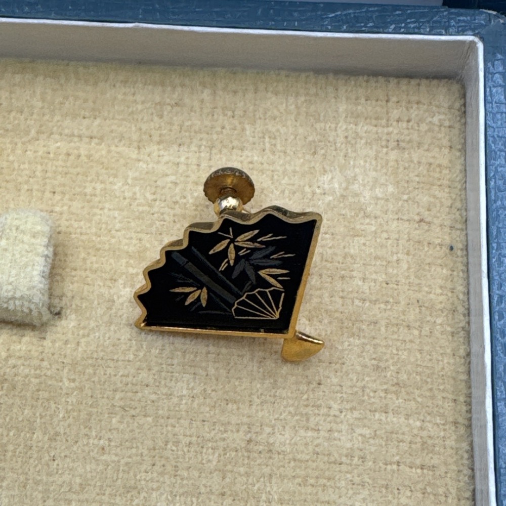 Vintage Japanese Amita Damascene Necklace & Earrings Set 24k Gold Inlay W/ Box - Picture 5 of 9